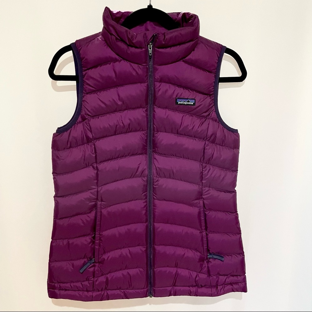 Patagonia girls maroon / purple down sweater vest x-large (14)